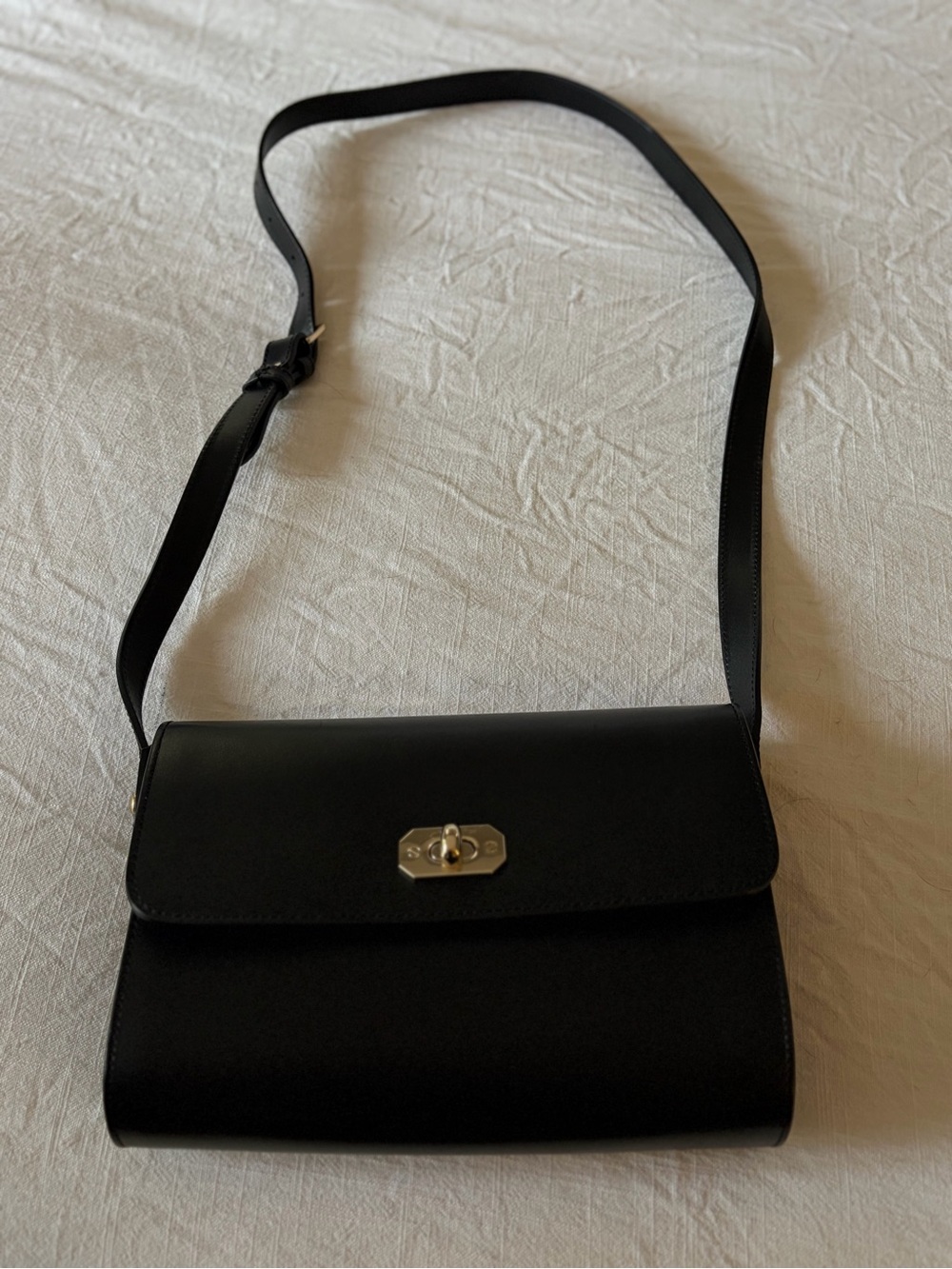 A.P.C. Black Leather Crossbody with Silver Turn-Lock